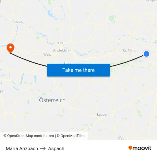 Maria Anzbach to Aspach map