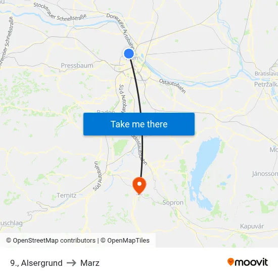 9., Alsergrund to Marz map