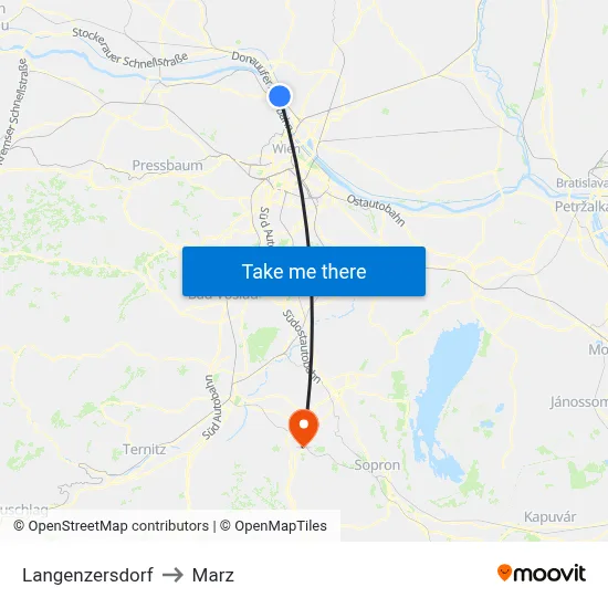 Langenzersdorf to Marz map