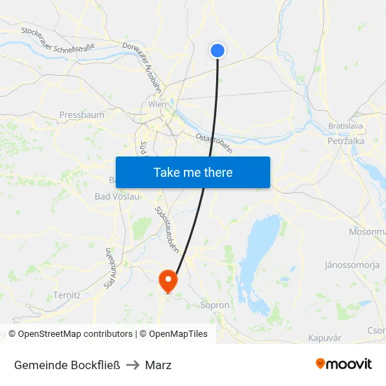 Gemeinde Bockfließ to Marz map