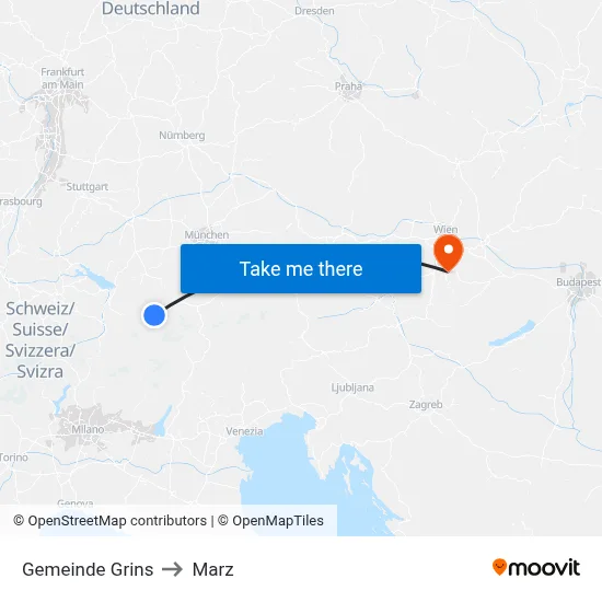 Gemeinde Grins to Marz map