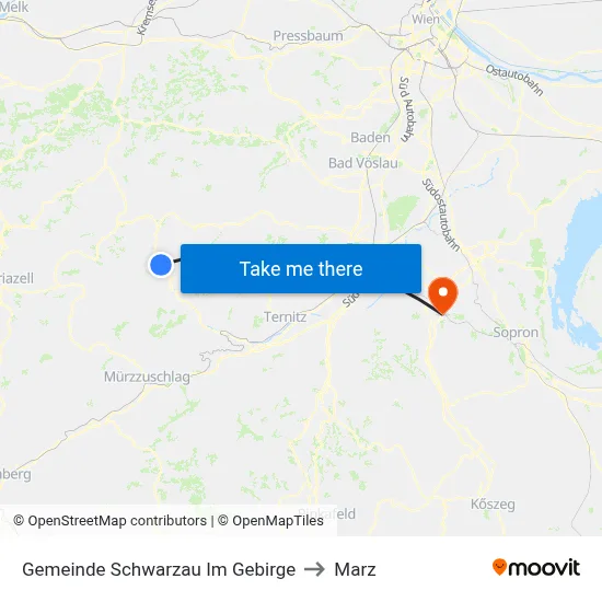Gemeinde Schwarzau Im Gebirge to Marz map
