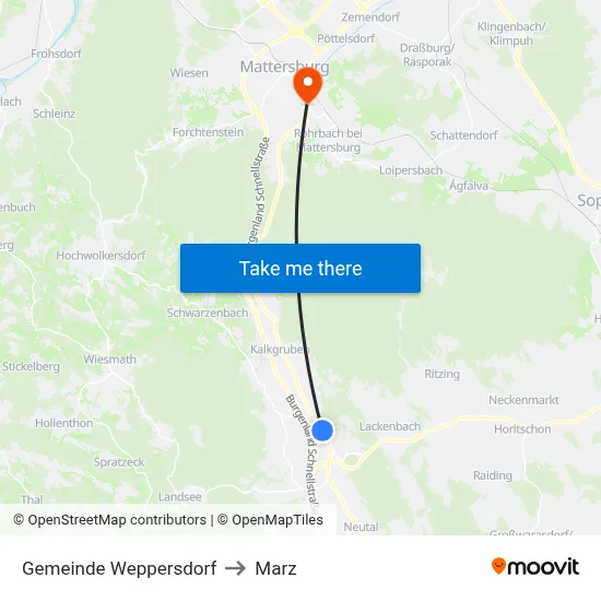 Gemeinde Weppersdorf to Marz map