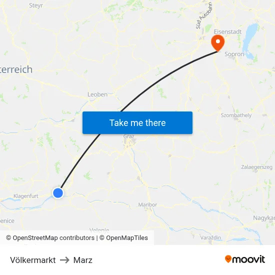 Völkermarkt to Marz map