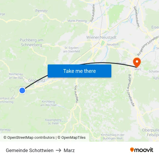 Gemeinde Schottwien to Marz map