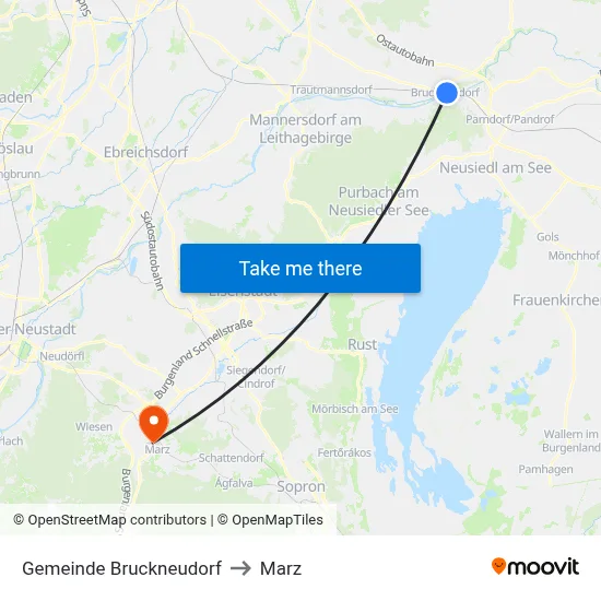 Gemeinde Bruckneudorf to Marz map
