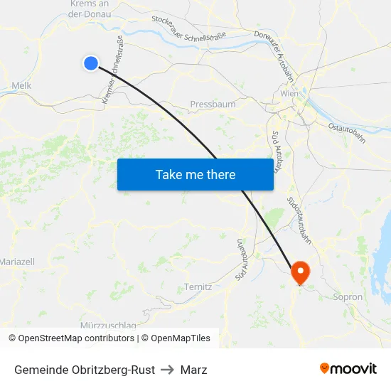 Gemeinde Obritzberg-Rust to Marz map