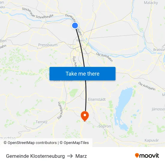 Gemeinde Klosterneuburg to Marz map