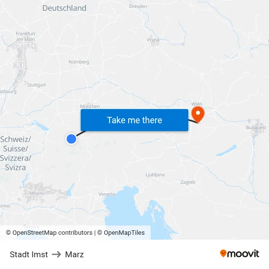 Stadt Imst to Marz map
