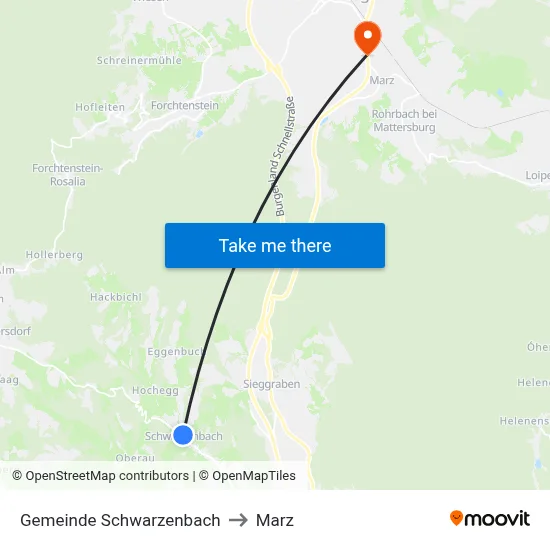 Gemeinde Schwarzenbach to Marz map
