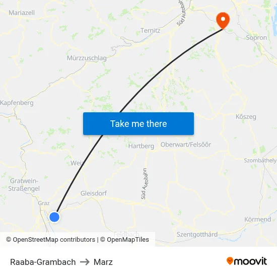 Raaba-Grambach to Marz map