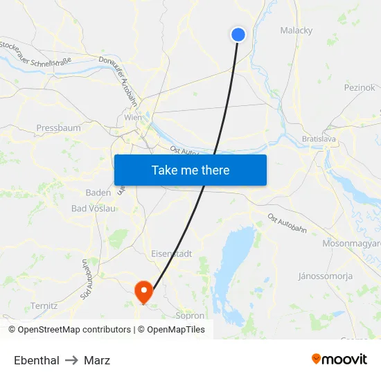 Ebenthal to Marz map