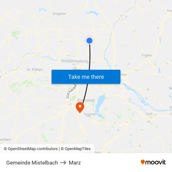 Gemeinde Mistelbach to Marz map
