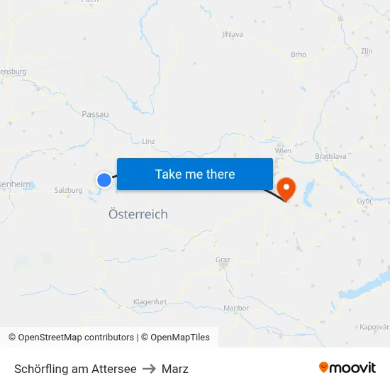 Schörfling am Attersee to Marz map