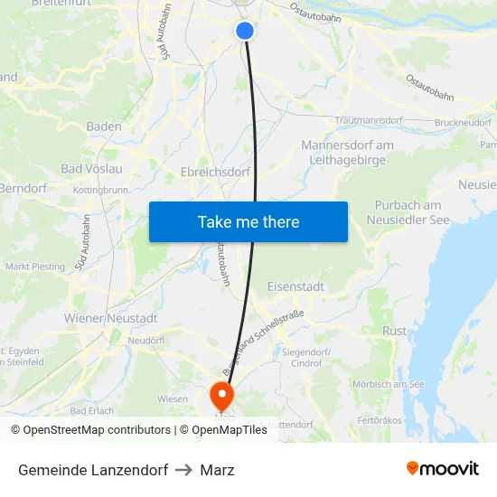 Gemeinde Lanzendorf to Marz map