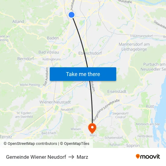 Gemeinde Wiener Neudorf to Marz map