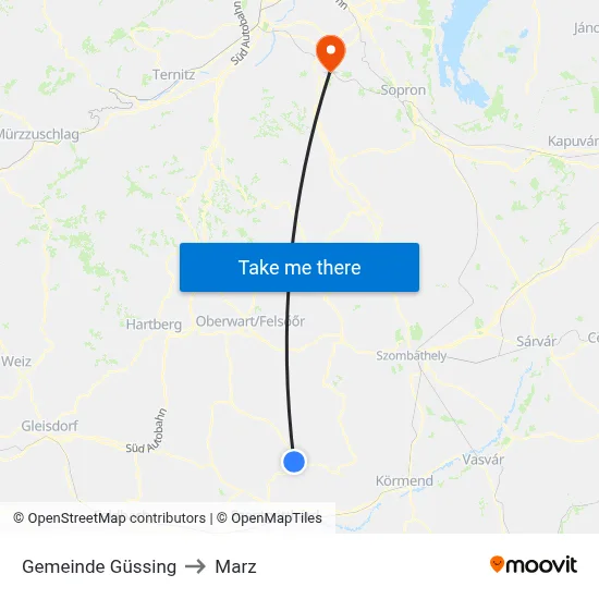 Gemeinde Güssing to Marz map