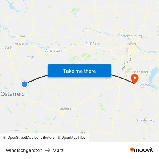 Windischgarsten to Marz map