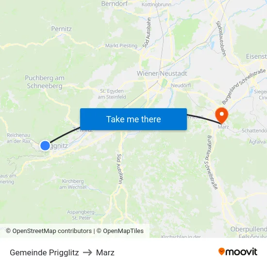 Gemeinde Prigglitz to Marz map