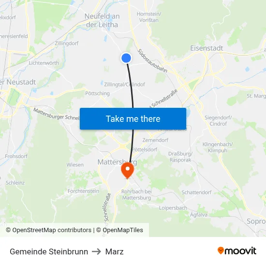 Gemeinde Steinbrunn to Marz map