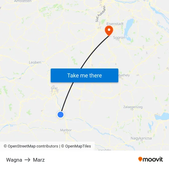 Wagna to Marz map