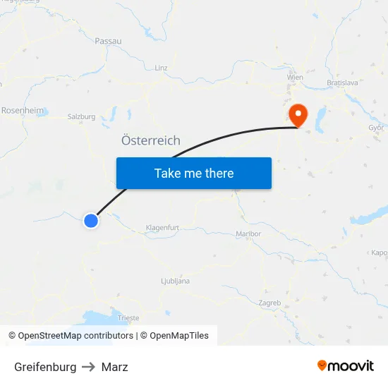 Greifenburg to Marz map