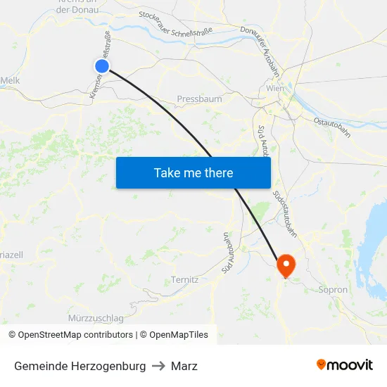 Gemeinde Herzogenburg to Marz map