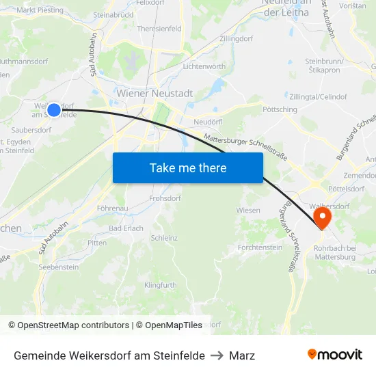 Gemeinde Weikersdorf am Steinfelde to Marz map