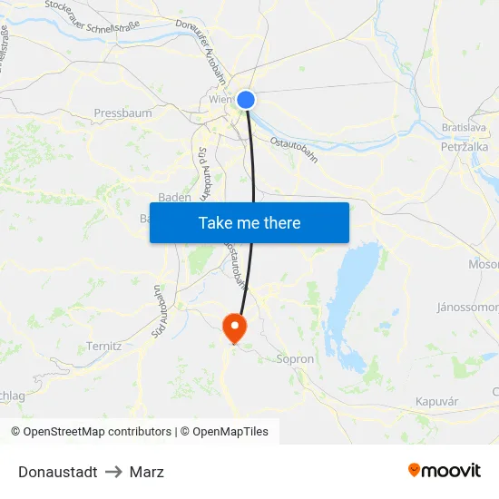 Donaustadt to Marz map