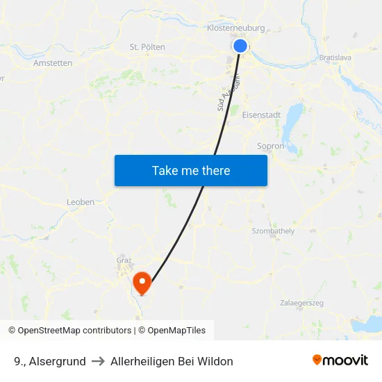 9., Alsergrund to Allerheiligen Bei Wildon map