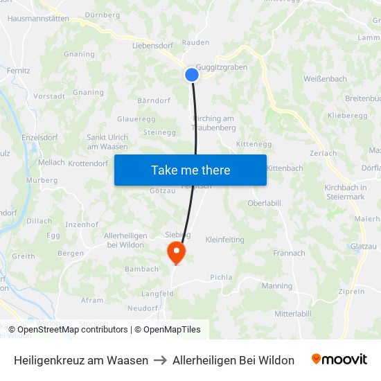 Heiligenkreuz am Waasen to Allerheiligen Bei Wildon map