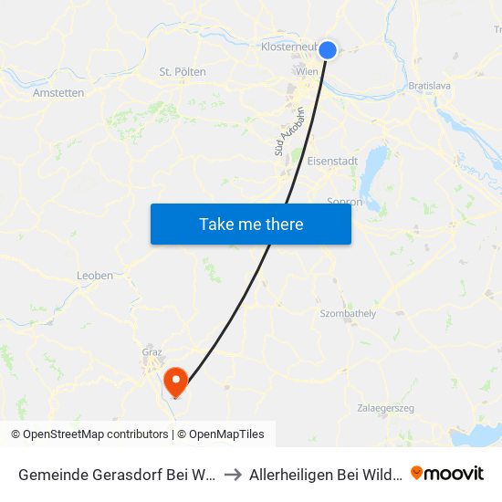 Gemeinde Gerasdorf Bei Wien to Allerheiligen Bei Wildon map