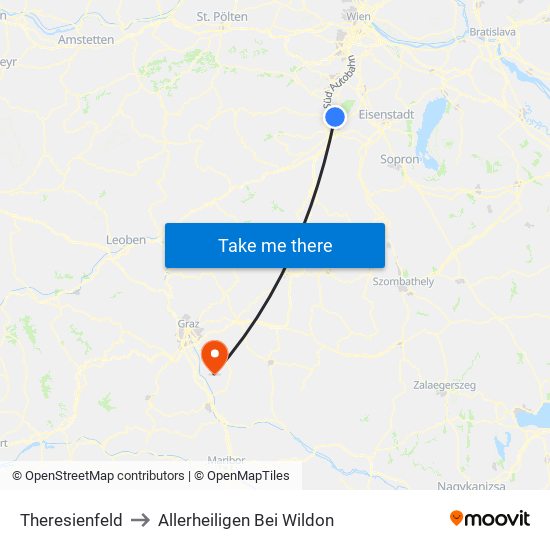 Theresienfeld to Allerheiligen Bei Wildon map