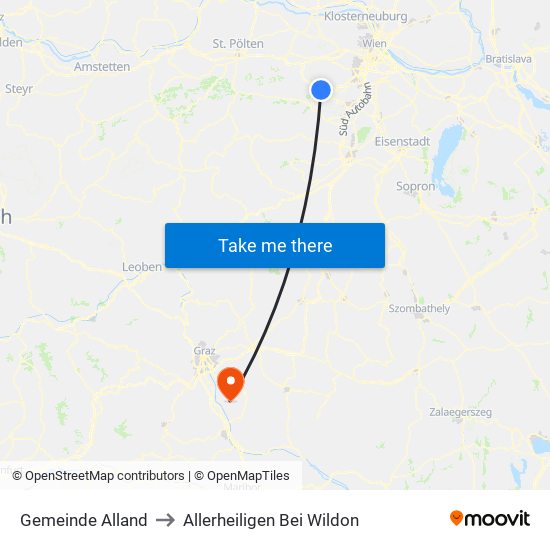 Gemeinde Alland to Allerheiligen Bei Wildon map