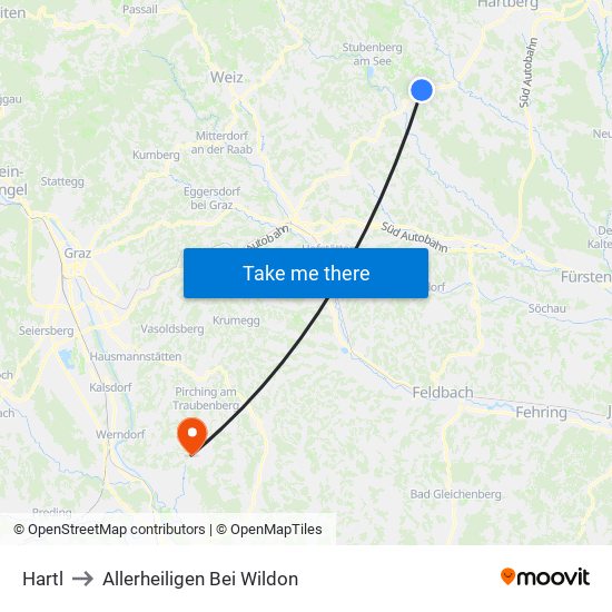 Hartl to Allerheiligen Bei Wildon map
