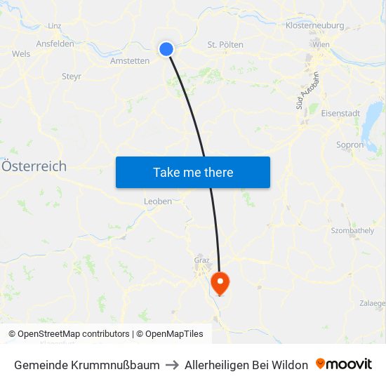 Gemeinde Krummnußbaum to Allerheiligen Bei Wildon map