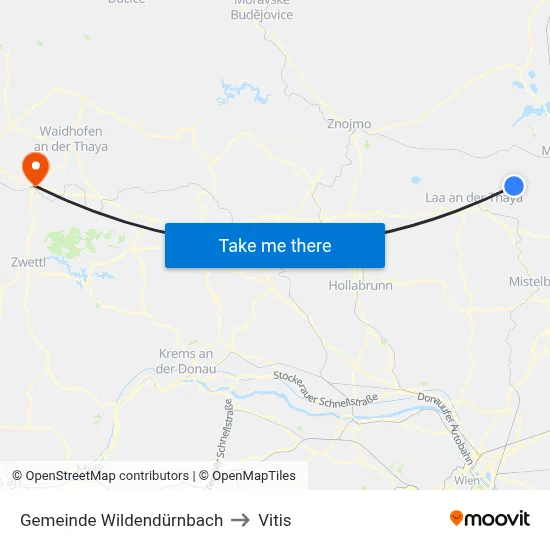 Gemeinde Wildendürnbach to Vitis map
