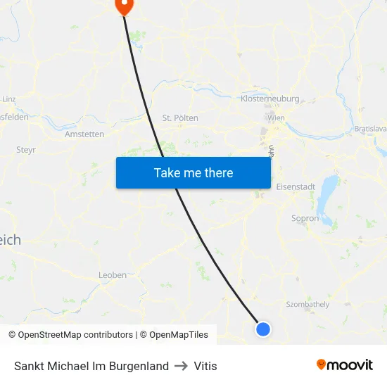 Sankt Michael Im Burgenland to Vitis map