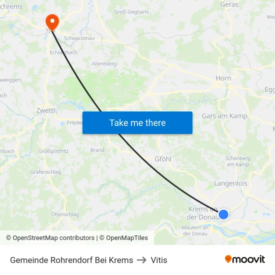 Gemeinde Rohrendorf Bei Krems to Vitis map