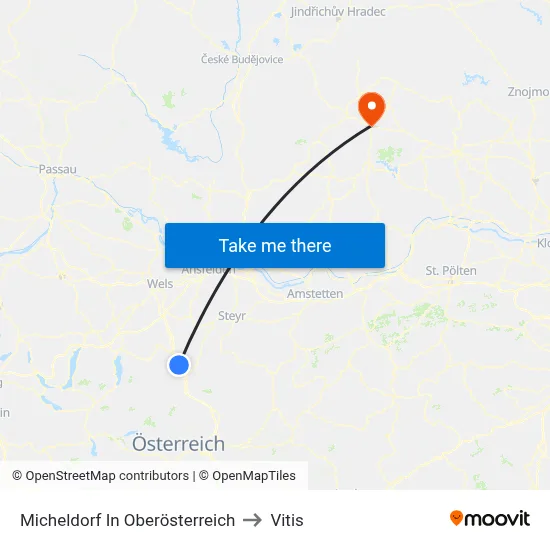 Micheldorf In Oberösterreich to Vitis map