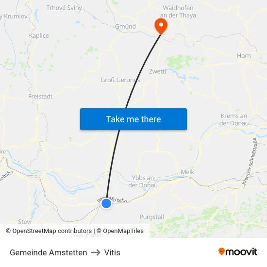 Gemeinde Amstetten to Vitis map