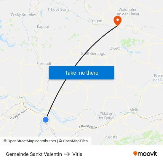 Gemeinde Sankt Valentin to Vitis map