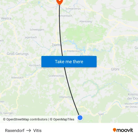 Raxendorf to Vitis map