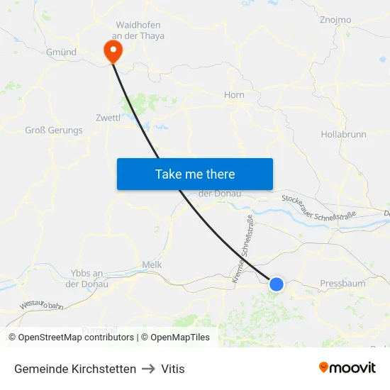Gemeinde Kirchstetten to Vitis map