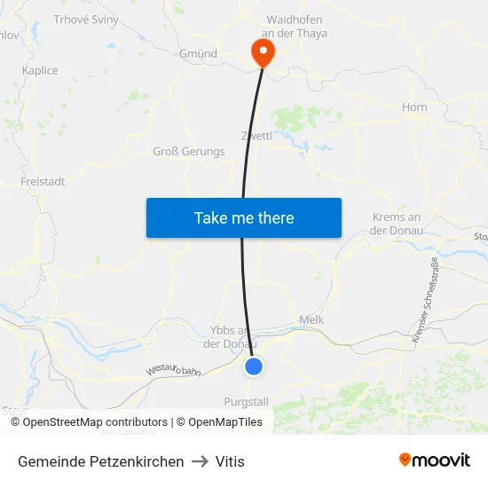 Gemeinde Petzenkirchen to Vitis map