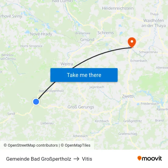 Gemeinde Bad Großpertholz to Vitis map