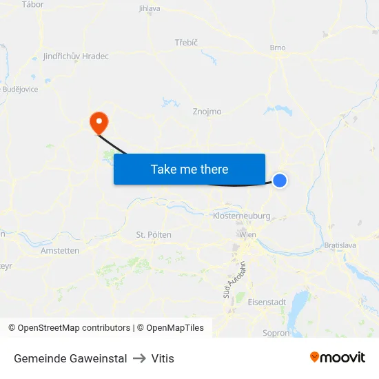 Gemeinde Gaweinstal to Vitis map