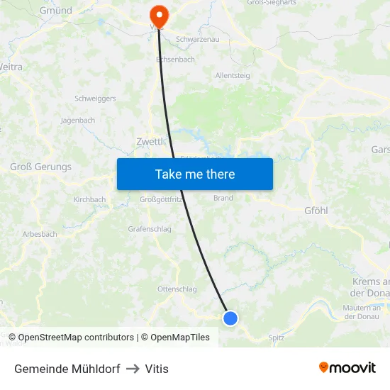 Gemeinde Mühldorf to Vitis map