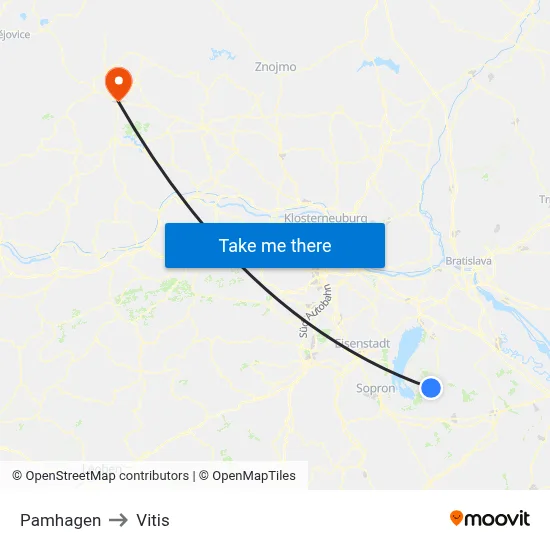 Pamhagen to Vitis map