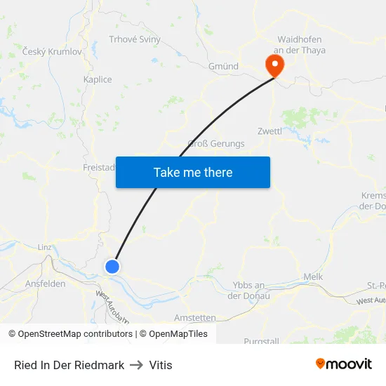 Ried In Der Riedmark to Vitis map